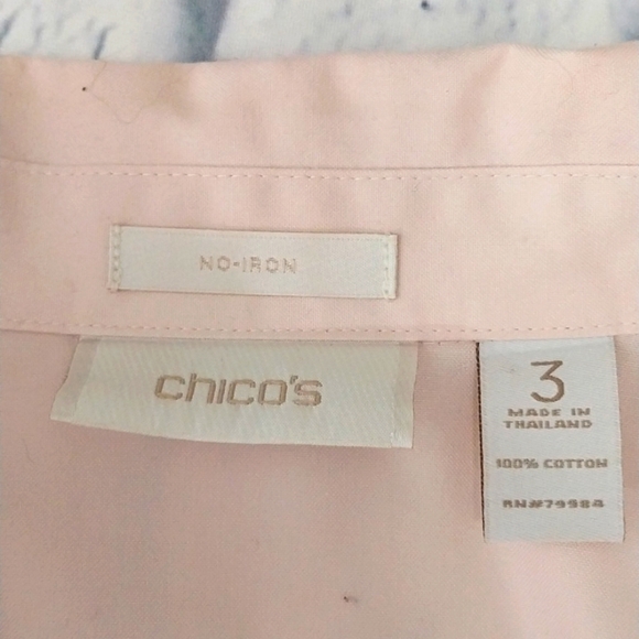 Chico's Top Long Sleeve Pink Hidden Buttons Cotton Sz 3 (XL) - Picture 4 of 4
